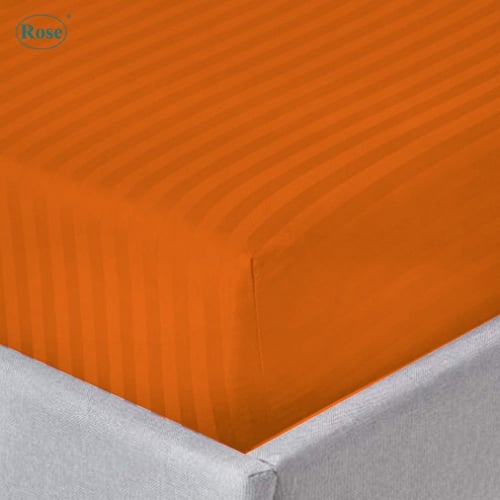 طقم شرشف روز "مفرد عريض" 200x120 سم مقلم - برتقالي...