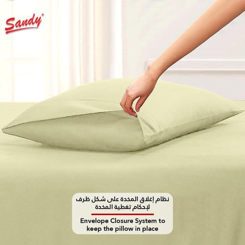 طقم شرشف ساندي ساده مفرد ونص - ليموني