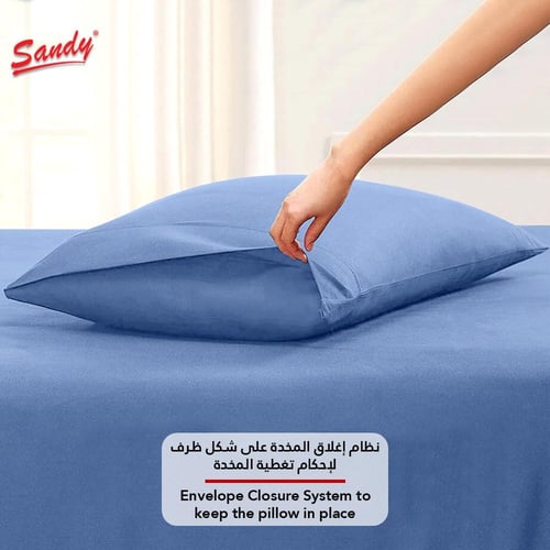 طقم شرشف ساندي ساده مفرد ونص 140×200 سم - أزرق ملك...