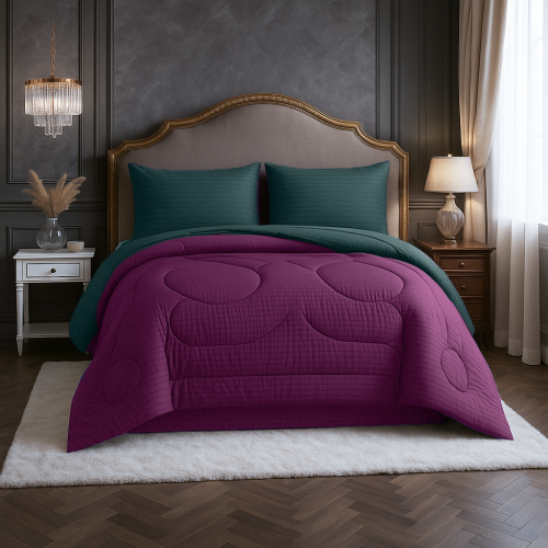 مفرش ساندي فندقي فاخر نفرين قطن 100% - موف بترولي