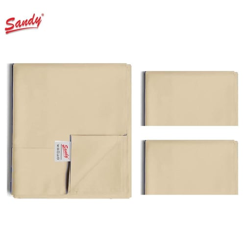 طقم شرشف ساندي ساده مفرد ونص - رملي