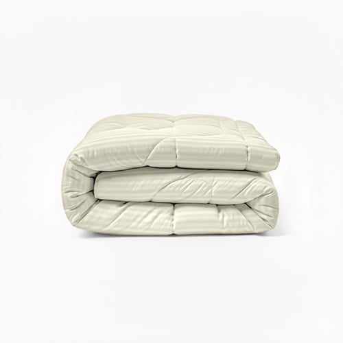 طقم لحاف نفر ونص روز فندقي مقلم - سكري