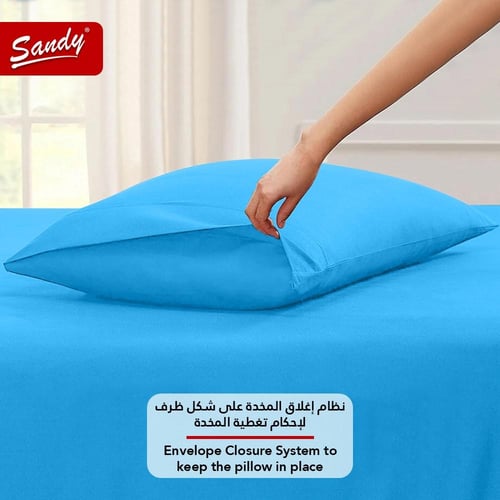 طقم شرشف ساندي ساده مزدوج - تركواز
