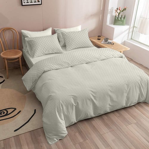 مفرش بحشوة متحركة نفرين جاكار 7 قطع - رصاصي