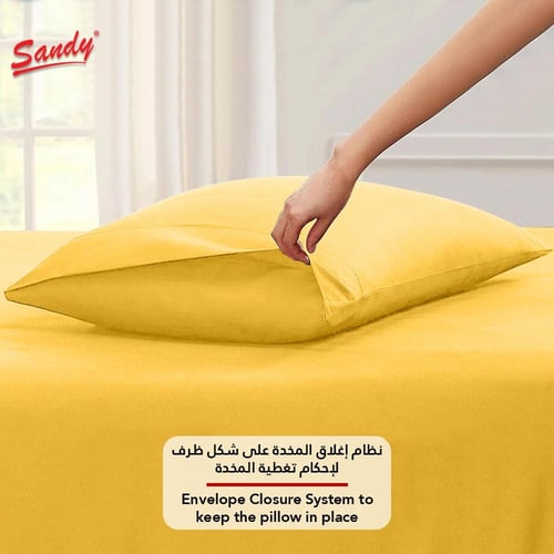 طقم شرشف ساندي ساده مفرد ونص - كناري