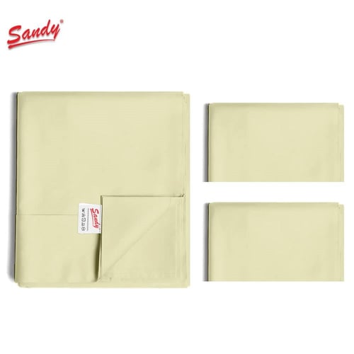 طقم شرشف ساندي ساده مفرد ونص - ليموني