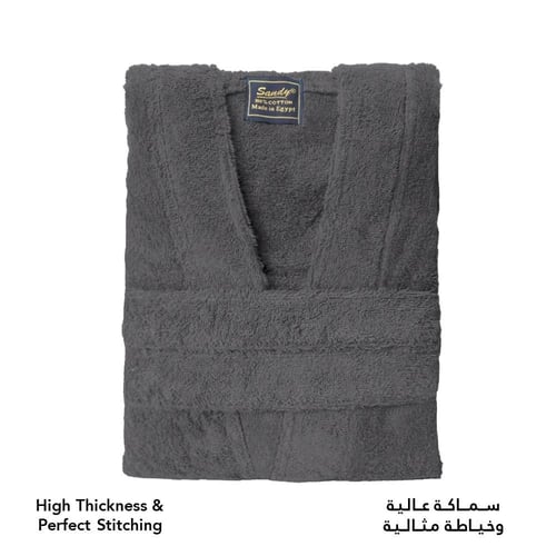 روب حمام ساندي هودي قطن 100% - رمادي