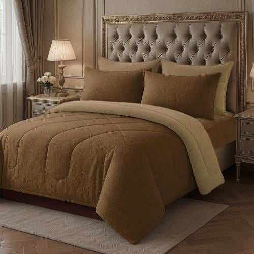 طقم لحاف ساندي فلوري "شتوي" نفرين - بني جملي