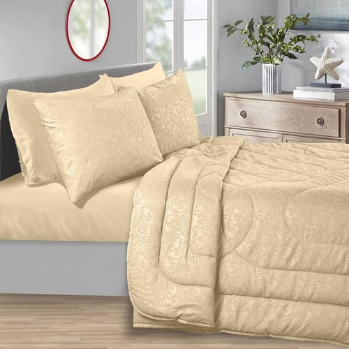 مفرش نفرين فلوري 6 قطع - بيج