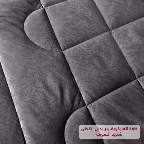 مفرش نفر ونص روز فلوري - رمادي