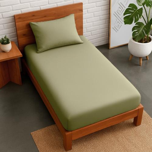 طقم شرشف ساندي ساده مفرد 200x100 سم - زيتي