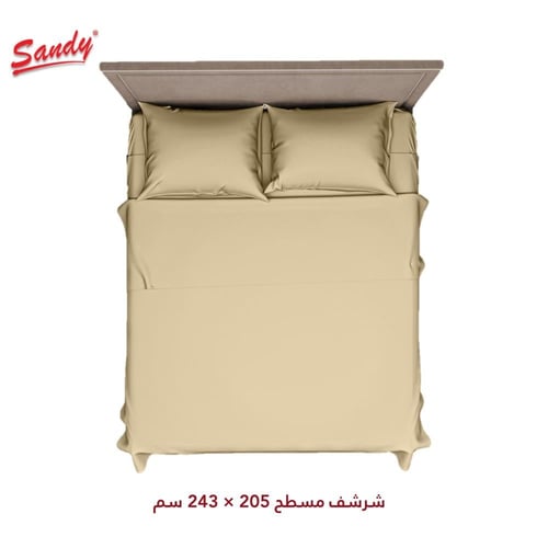 طقم شرشف ساندي ساده مفرد ونص - رملي
