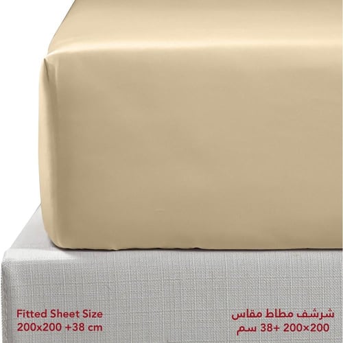 طقم شرشف روز ساده نفرين 200x200 سم - بيج