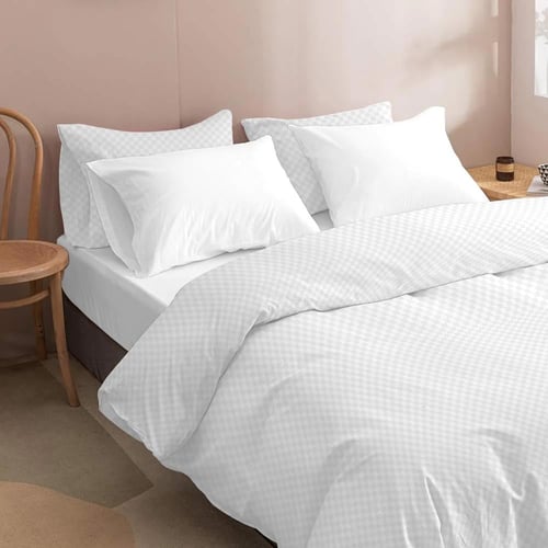 مفرش بحشوة متحركة نفرين جاكار 7 قطع - ابيض