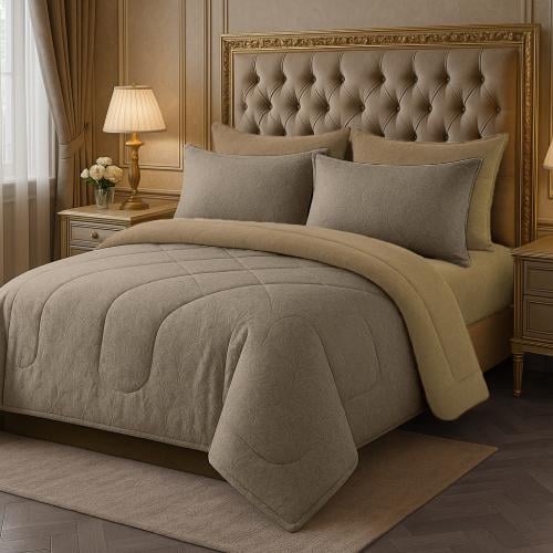 مفرش شتوي نفرين فلوري 6 قطع - موكا جملي