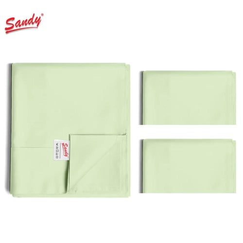 طقم شرشف ساندي ساده مفرد ونص - جرين تي