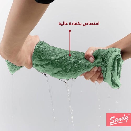 طقم 4 مناشف ساندي قطن 100% | زيتي "اليد"