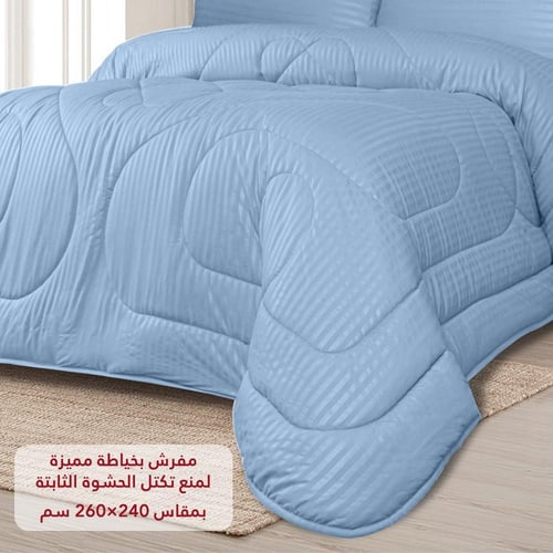 مفرش فندقي نفرين مقلم 6 قطع - ازرق ملكي