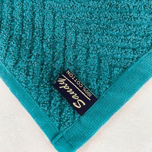 منشفة ساندي شيفرون قطن 100% | فيروزي 70x40 سم