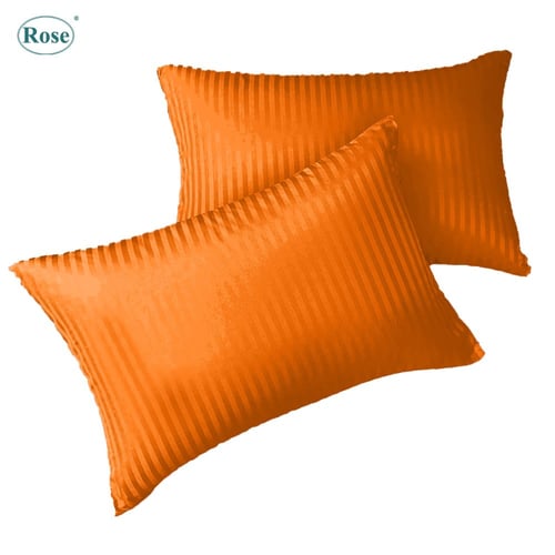 طقم شرشف روز "مزدوج" 200x200 سم مقلم - برتقالي