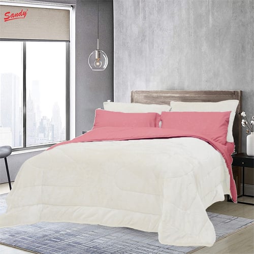 طقم لحاف ساندي فلوري "شتوي" نفرين - زهري سكري