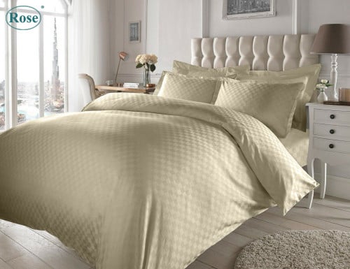 طقم تلبيسة لحاف روز جاكار مزدوج - بيج