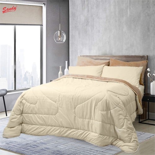 طقم لحاف ساندي فلوري "شتوي" نفرين - بيج طوبي