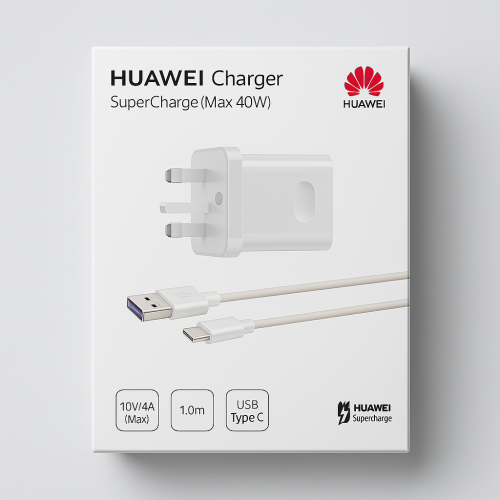 شاحن هواوي 40 واط أصلي 100% - شحن فائق السرعة USB...