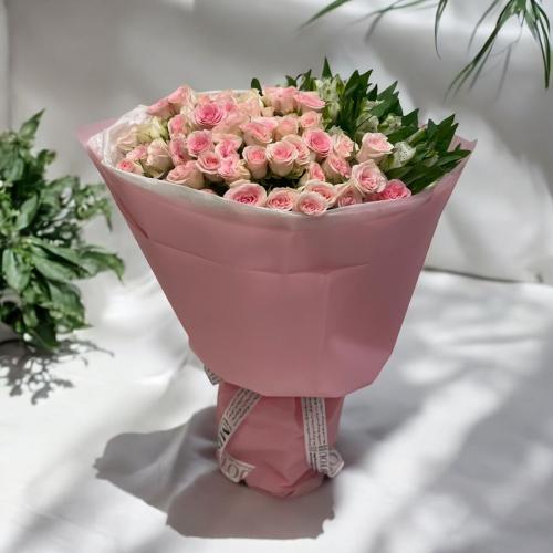 باقة ورد بيبي روز 15 غصن مع تغليف وردي