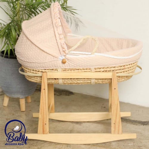 مهاد سلة موسى للأطفال مفرش بيج +استاند هزاز