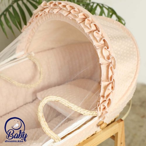 مهاد سلة موسى للأطفال مفرش بيج +استاند هزاز