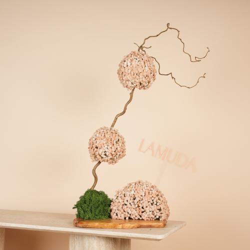 خشب مع ورد صناعي