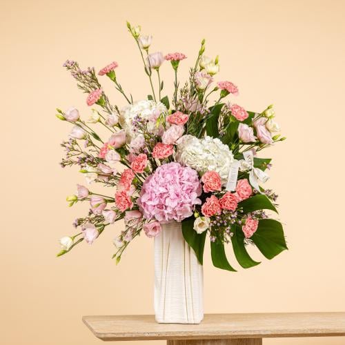 Pink Hydrangea & Carnation Grand Vase