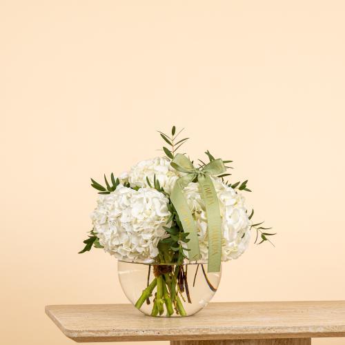 Pristine White Hydrangea Glass Globe