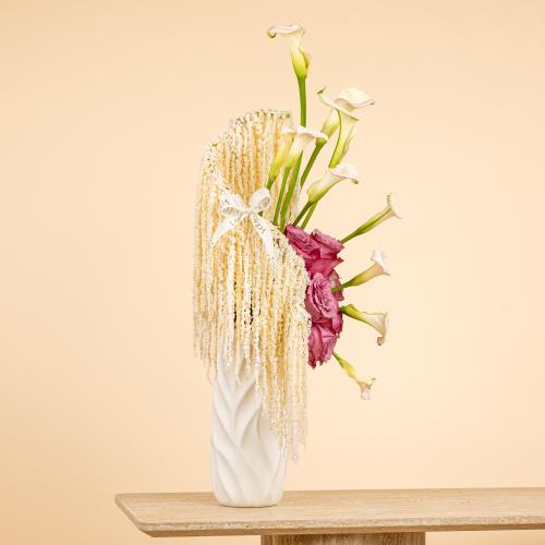 Ivory Calla & Dusty Rose Sculpture