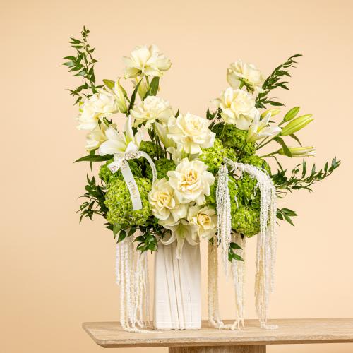 Emerald Hydrangea & Cream Rose Cascade