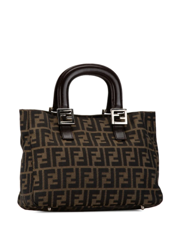 Brown Fendi Zucca Twins Canvas Handbag