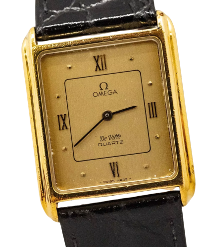 Vintage OMEGA De Ville Quartz Gold Roman Tank Men'...