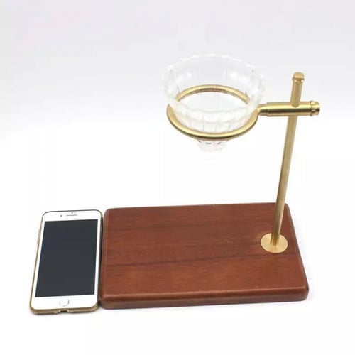 ستاند لتحضير القهوة بقاعدة خشبية