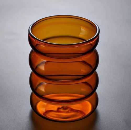 كوب التموج الزجاجي - 300 مل-كهرمان