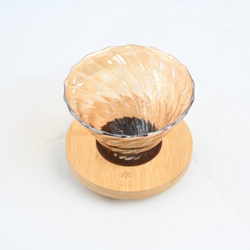 طقم قمع مع سيرفر زجاجي عسلي بلمسة خشبية V60 Drippe...