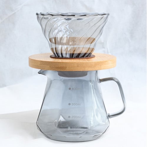 طقم قمع مع سيرفر زجاجي اسود فاخر 400 مل V60