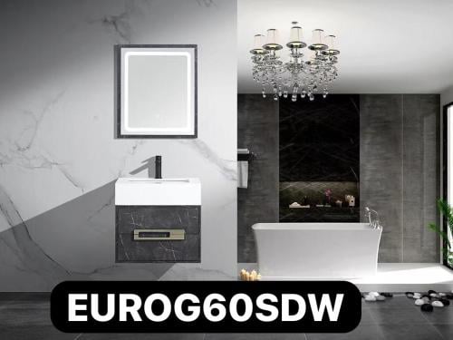 مغسله سوداء مع دولاب ومرايا ليد نقش