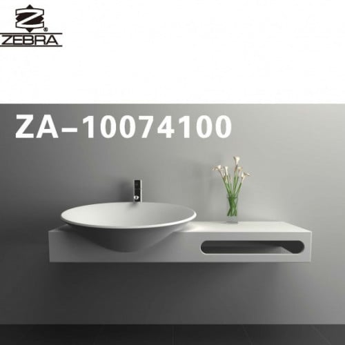 مغسلة معلقة رخام صناعي 100سم بيضاء مع مرآة بإضاءة...