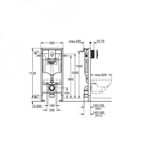 خزان جروهي دفن للكرسي المعلق مع وجه دائريGROHE