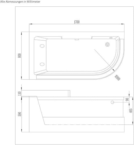 جاكوزي مستطيل مع نظام تدليك وإضاءة (59×80×170) سم...