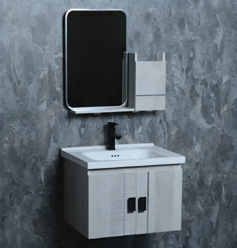 مغسلة يدين صغيره مع صيدلية و مراية رمادي فاتح