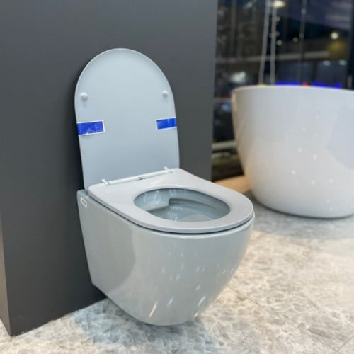 كرسي حمام معلق دائري رمادي مطفيء تيفاني Tiffany