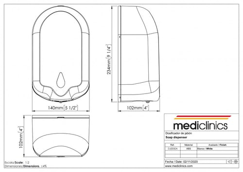 صبانة صابون سائل ليزر بطارية Mediclinics - بيضاء