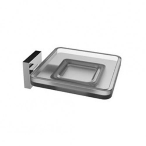 حامل صابون مربع من الزجاج المثلج بقاعدة نحاس المطل...